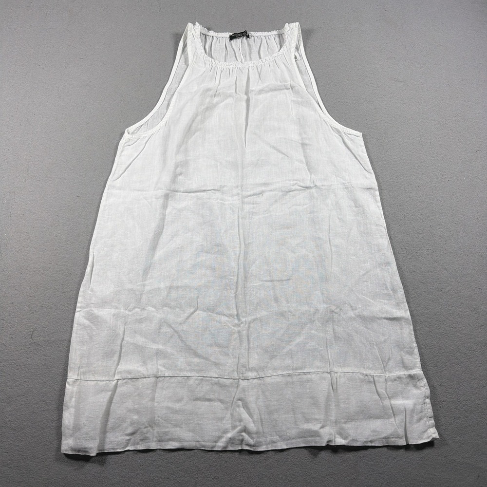Francesca Bettini Dress Womens L White Linen Tank Sleeveless Knee Italy Summer